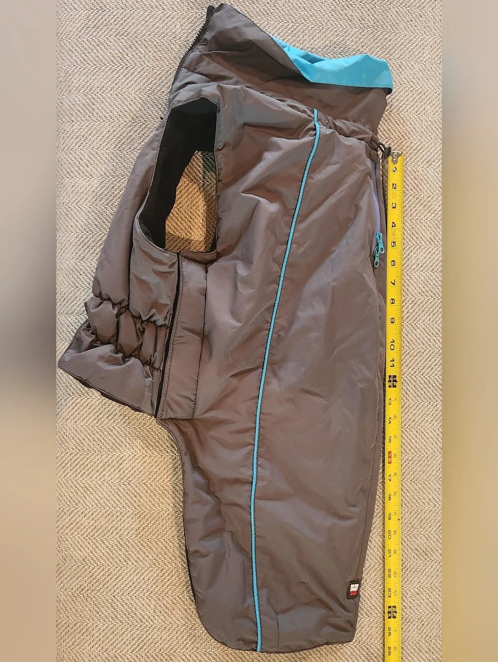 Large Dog Jacket - Gray with Teal Trim